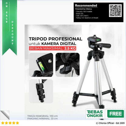 HEONYIRRY Tripod Kamera with Smartphone Holder 1M 3110