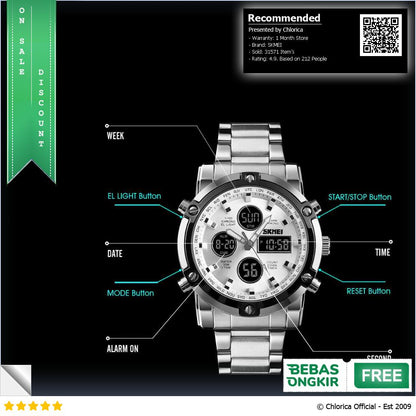 SKMEI Jam Tangan Kasual Digital Analog Pria 1389