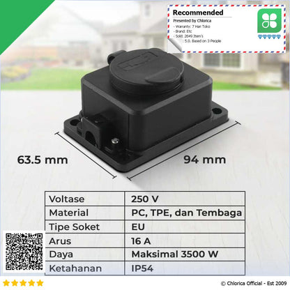 TANXIS Stop Kontak Outdoor Terminal Anti Air IP54 16A 250V EU T36