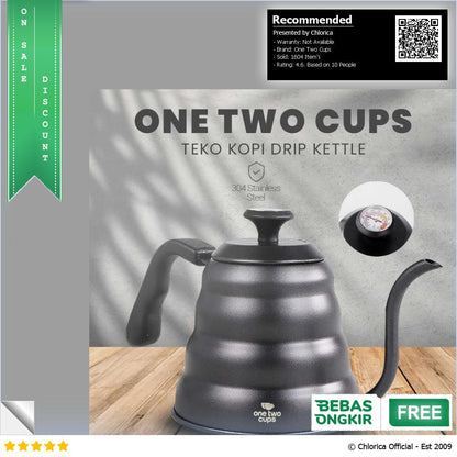 One Two Cups Teko Kopi Leher Angsa Pour Over Drip Kettle Thermometer KE4012