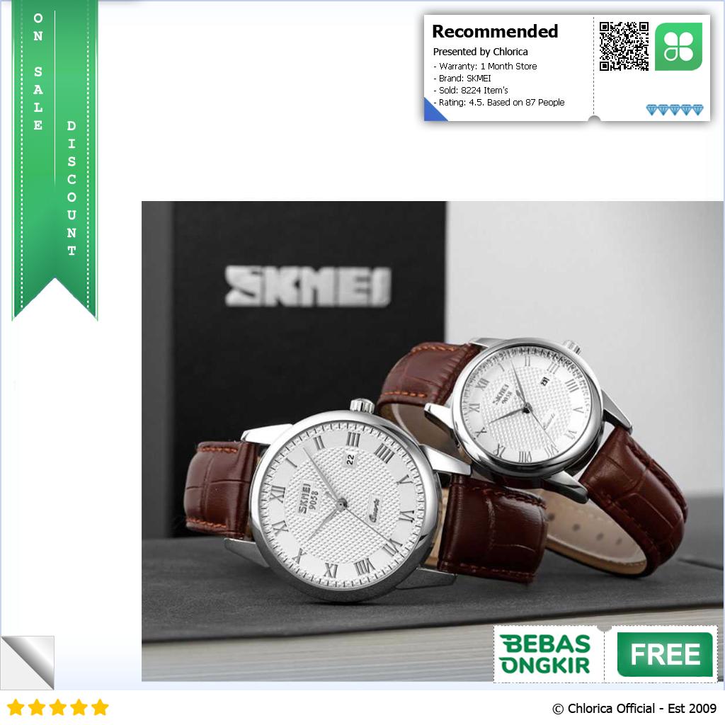 SKMEI Jam Tangan Analog Strap Kulit Anti Air 30M 9058CL