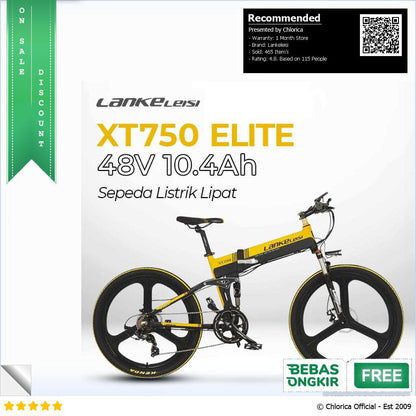 Lankeleisi Sepeda Listrik Lipat Folding Bike Elite Version 48V 10.4Ah XT750