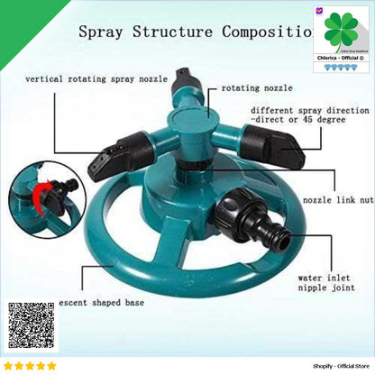 TaffHOME Penyiram Tanaman Otomatis Putar 360 Derajat 3 Sprinkler Spray YY1079