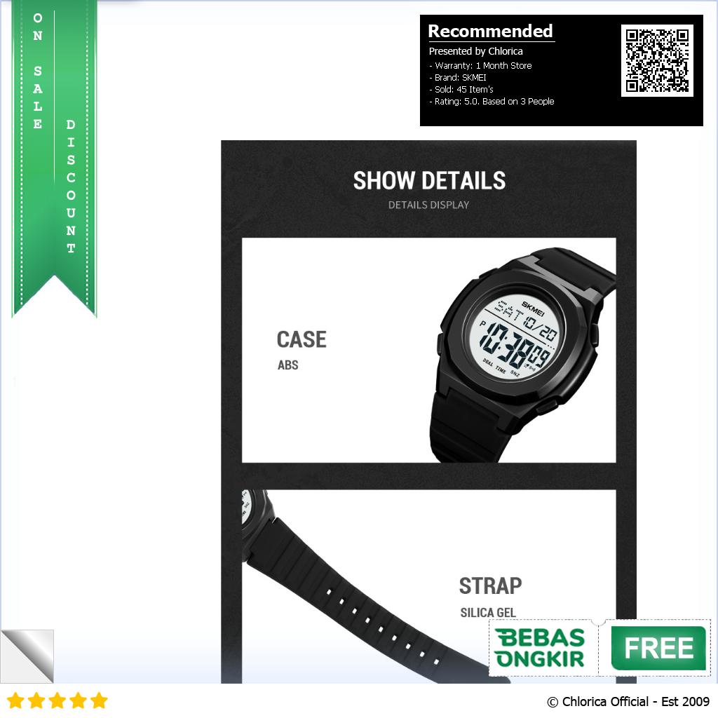 SKMEI Jam Tangan Pria Digital Sport Watch Alarm EL Light Waterproof 2023