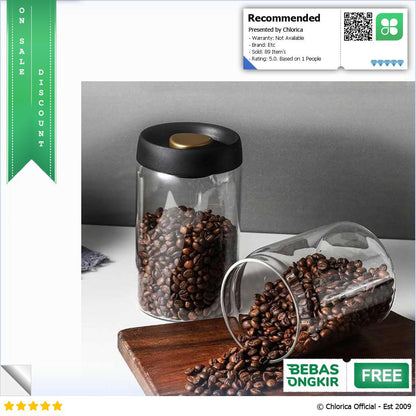 Seluna Toples Kaca Biji Kopi Coffee Beans Vacuum Sealed Air Tight Lid SE41