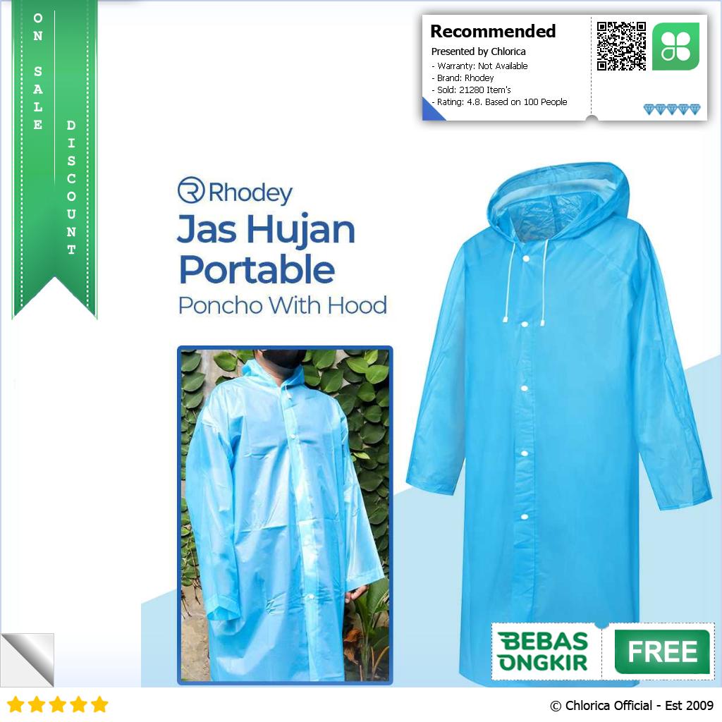 Rhodey Jas Hujan Portable Raincoat Poncho EVA All Size with Hood TY876