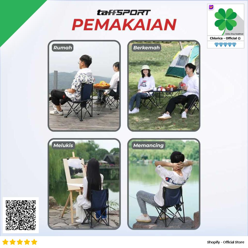 TaffSPORT Kursi Lipat Mancing Camping Foldable Chair with Pocket OL3336