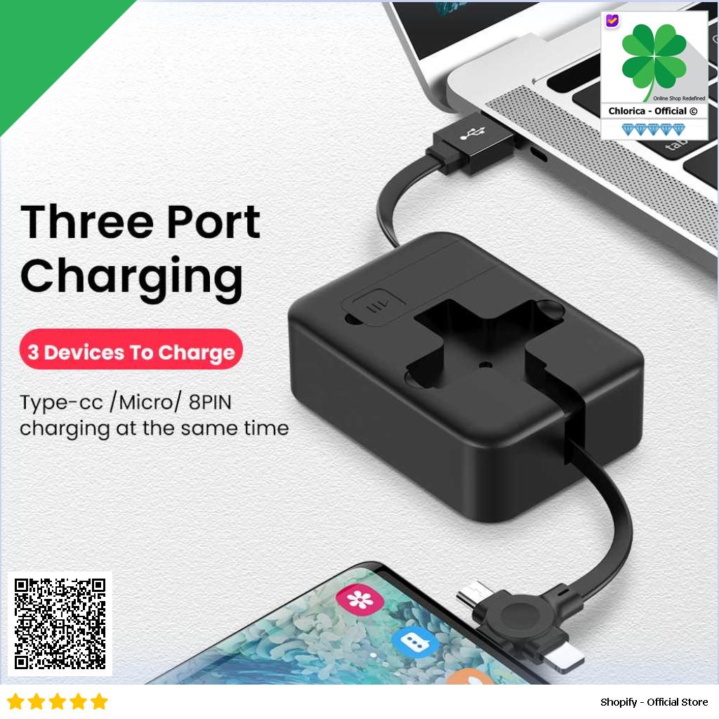 JINAI Kabel Charger 3 in 1 Retractable USB Type C Micro USB Lightning JN 31