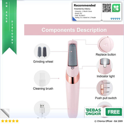 PRETTY GRIL Alat Penghalus Tumit Electric Foot Callus Remover Grinder MG 213