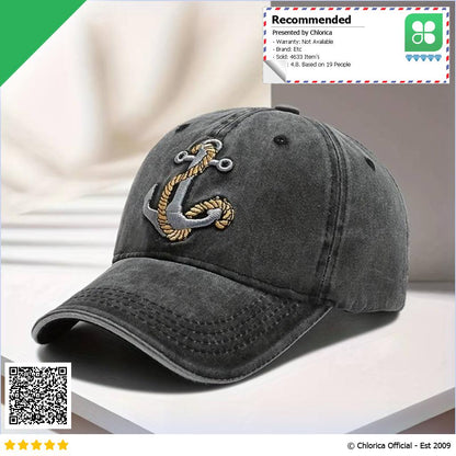 HATLANDER Topi Baseball Cap Bordir 3D Anchor Washed Style SBC56