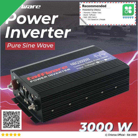 Taffware Power Inverter Mobil Pure Sine Wave DC 12V to AC 220V 3000W NBQ3000W