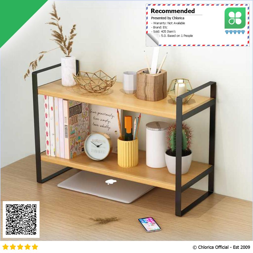 AOLIVIYA Rak Buku Minimalis DIY Table Bookshelf Organizer Double Layer AO40