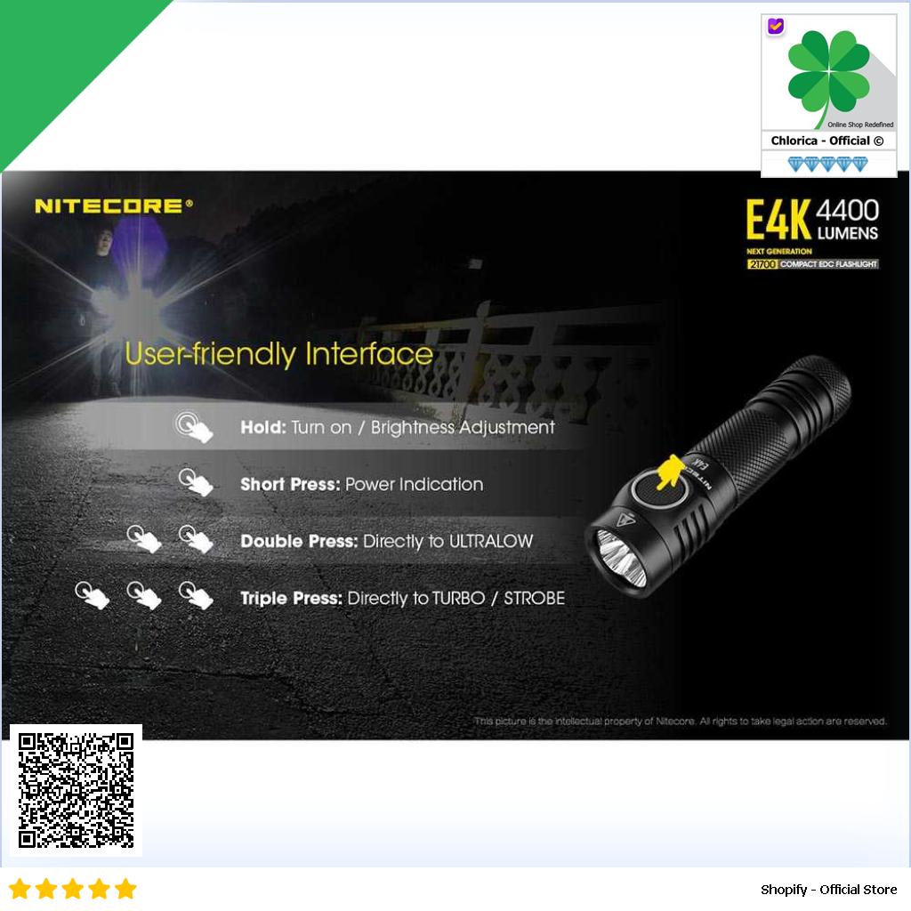 NITECORE Senter LED 4xCREE XP L2 V6 4400 Lumens E4K