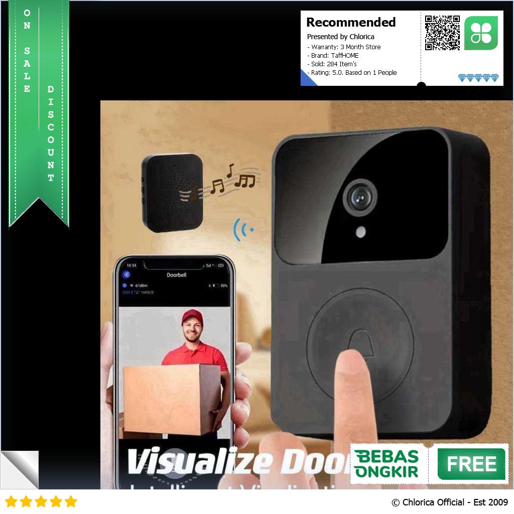 TaffHOME Bel Rumah Smart Doorbell Wireless Video HD Talkback X9