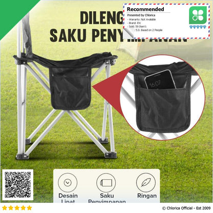 LAKIKA Kursi Lipat Outdoor Mancing Camping Foldable Chair with Pocket LK4