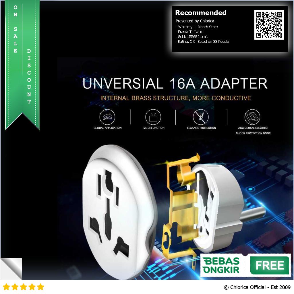 Taffware Loop Universal Travel Adaptor AU US UK to EU Plug 16A N16