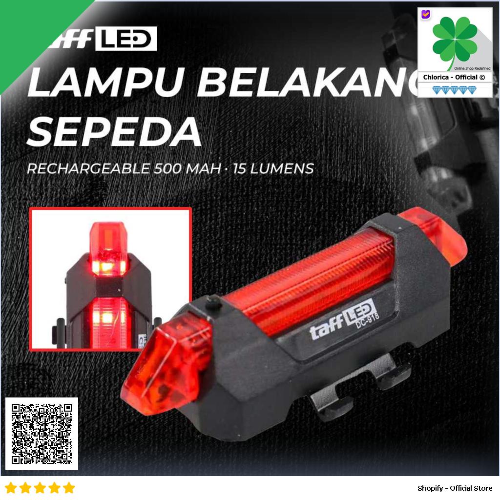 TaffLED Lampu Belakang Sepeda LED USB Rechargeable 500mAh 15 Lumens DC 918