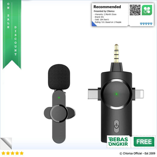 Clip On Mic Wireless Microphone Mini Noice Reduction 3 in 1 Receiver AP031