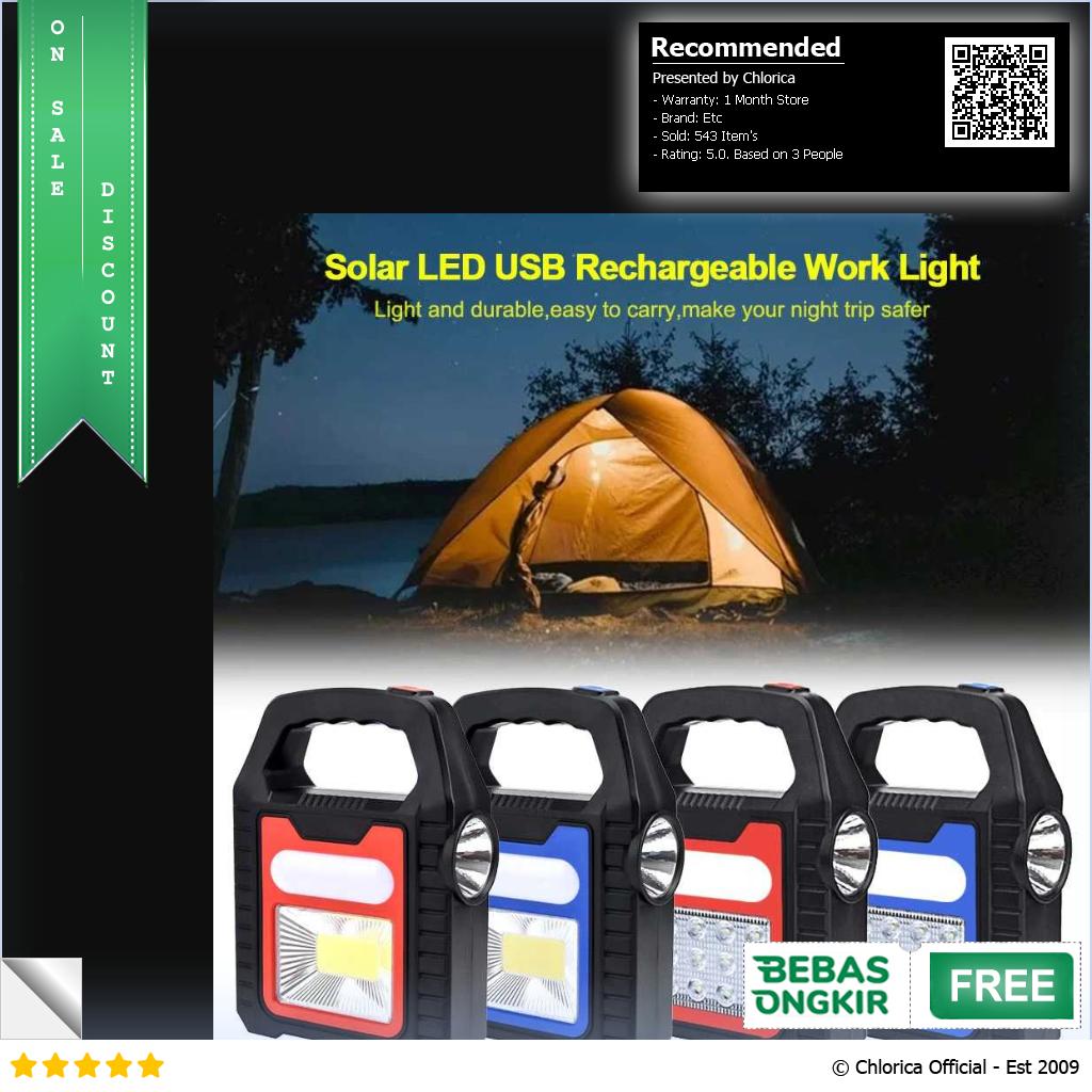 VASTFIRE Senter Camping Lampu LED Solar Power Rechargeable COB YD 878A