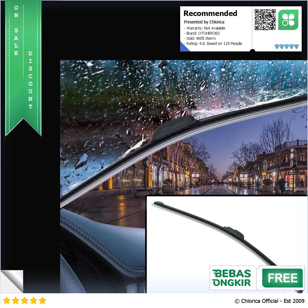 OTOHEROES Wiper Kaca Mobil Frameless Blade U Shape Hook FLY 078