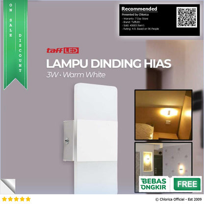 TaffLED Lampu Dinding Hias LED Corridor Light 3W Warm White 3000K F0011