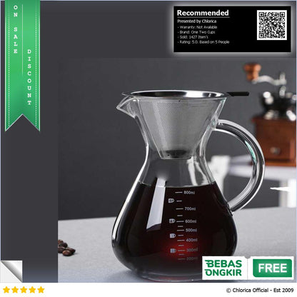 One Two Cups Coffee Server Chemex Drip Pour Over with Filter YD KT001