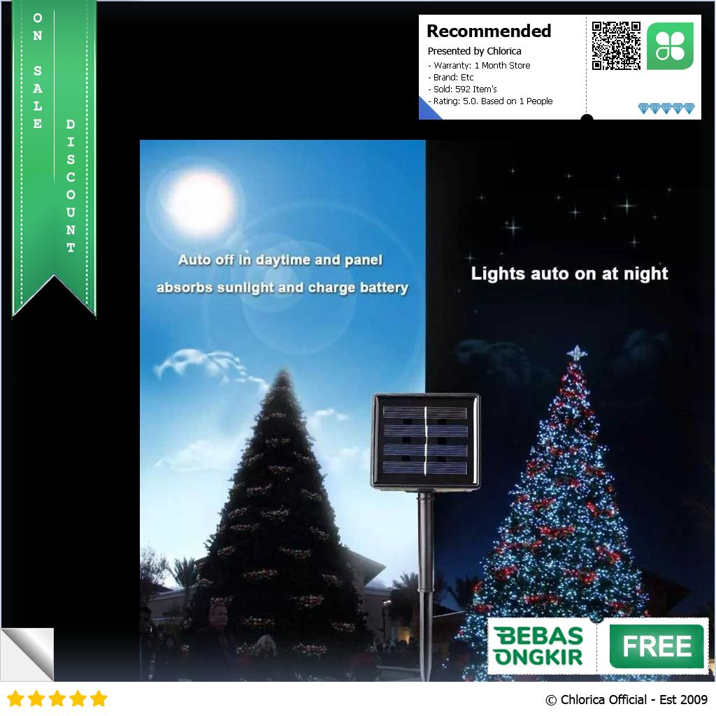 OKAL Lampu Hias Tumblr String Lights 50 LED 7M with Solar Panel OKLED7