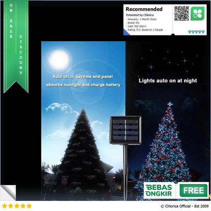 OKAL Lampu Hias Tumblr String Lights 50 LED 7M with Solar Panel OKLED7