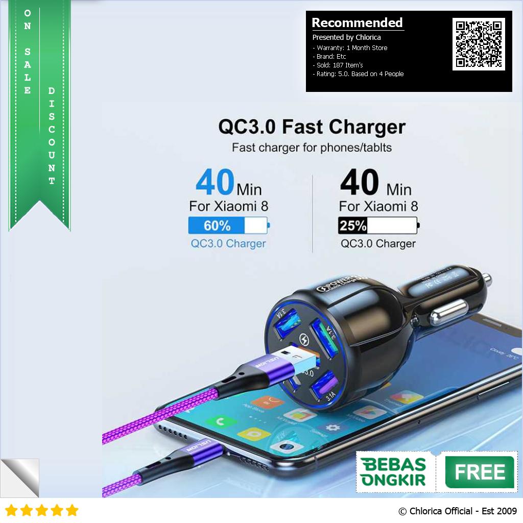 USLION Car Charger Mobil USB 5 Port QC 3.0 15A BK 359