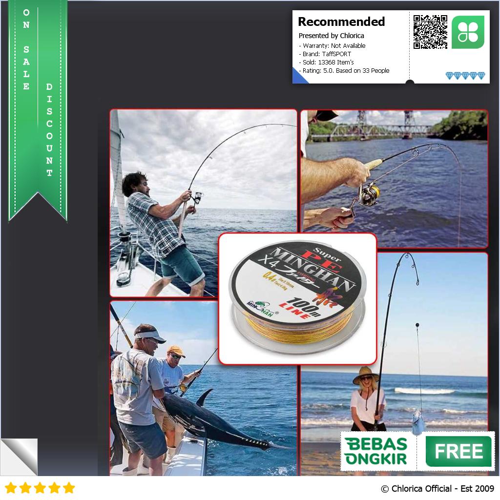 TaffSPORT MINGHAN Senar Benang Tali Pancing Super PE Braided Line 100M X4