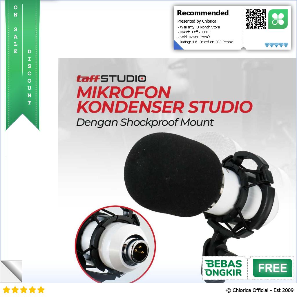 TaffSTUDIO Mikrofon Kondenser Studio Mic XLR with Shockproof Mount BM 800