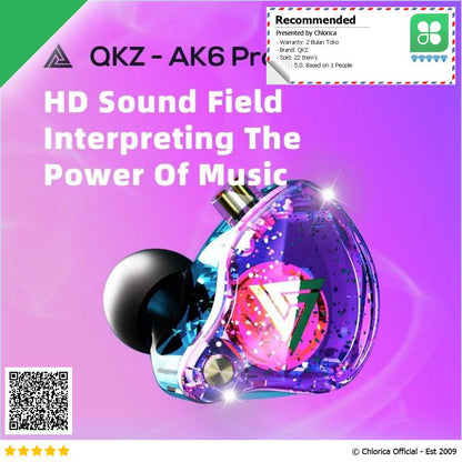 QKZ HiFi Earphone Bass In Ear Noise Reduction 11mm Driver with Mic AK6 PRO