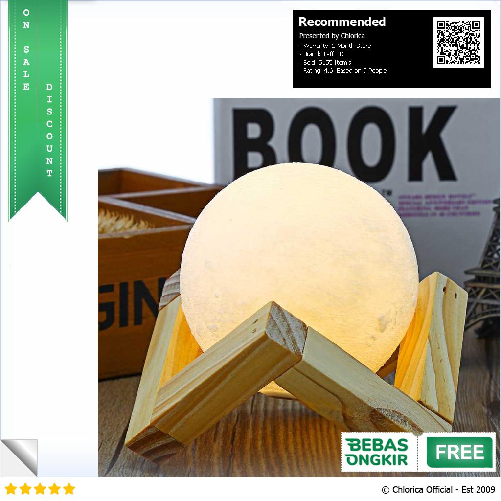 TaffLED Lampu Tidur Bulan 3D Moon Night Light Lamp Rechargeable 3DPML