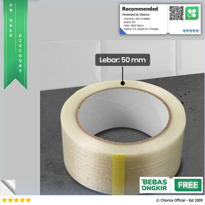 YX Lakban Super Strong Fiber Tape Isolasi Bening 25M GF25M