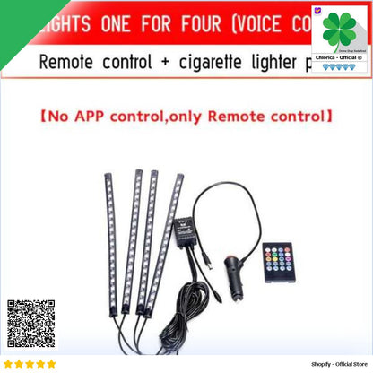 JIAMEN Lampu LED Strip Flexible Car Light Cigarette Plug 8 Color 4 PCS J47