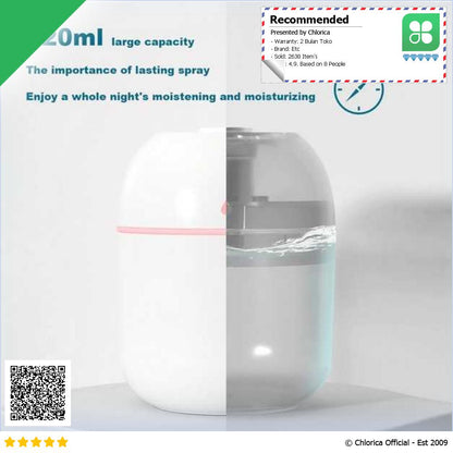 Vinkkatory Mini Air Humidifier Aromatherapy Diffuser LED Light 220ml GB476