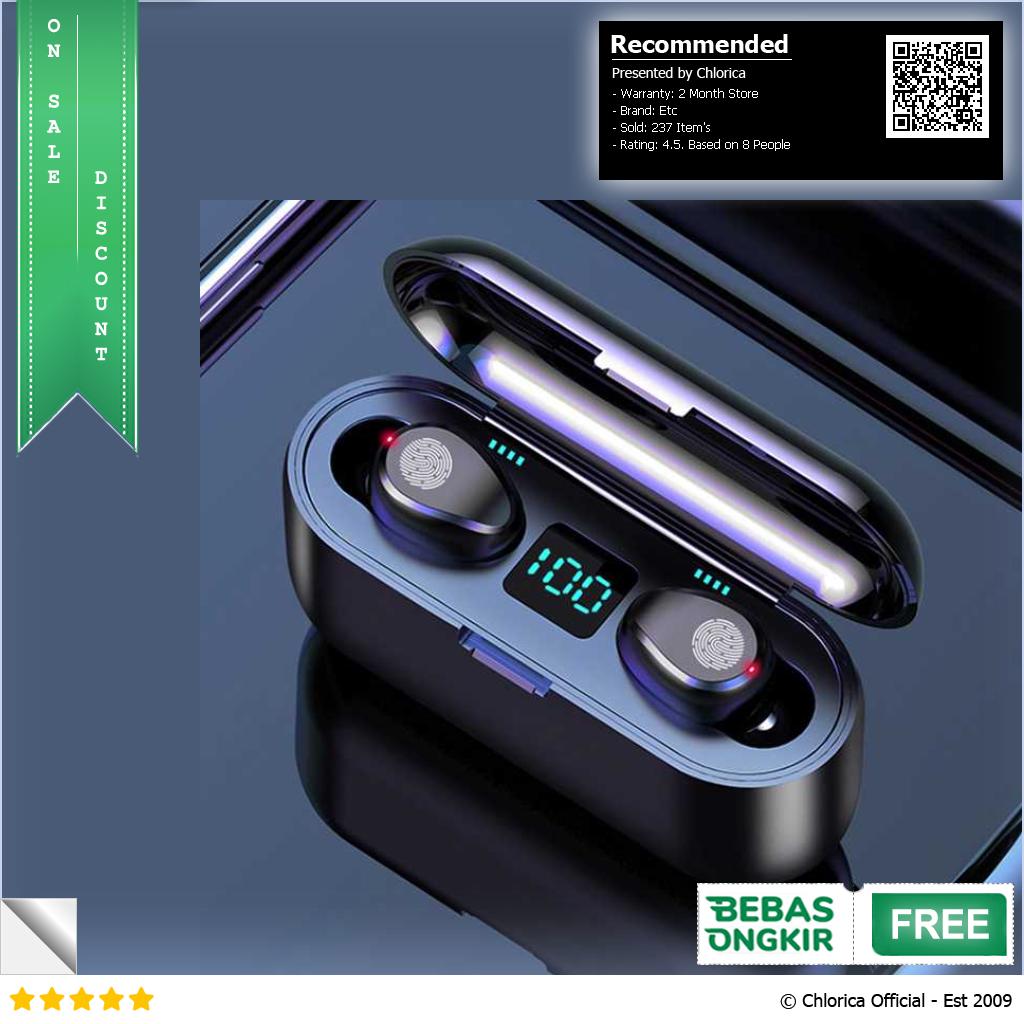 HESTIA TWS Earphone True Wireless Bluetooth 5.2 with Dock 2000mAh F9