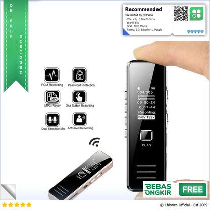 FORNORM Perekam Suara Audio Digital Mini Voice Recorder 32GB VC173