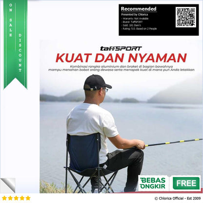 TaffSPORT Kursi Lipat Mancing Camping Foldable Chair with Pocket OL3336