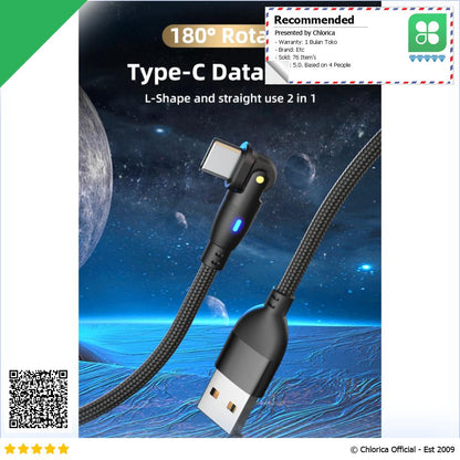 AUFU Kabel Data Type C Multifungsi Fast Charging Rotatable 5V 3A 2M KD53