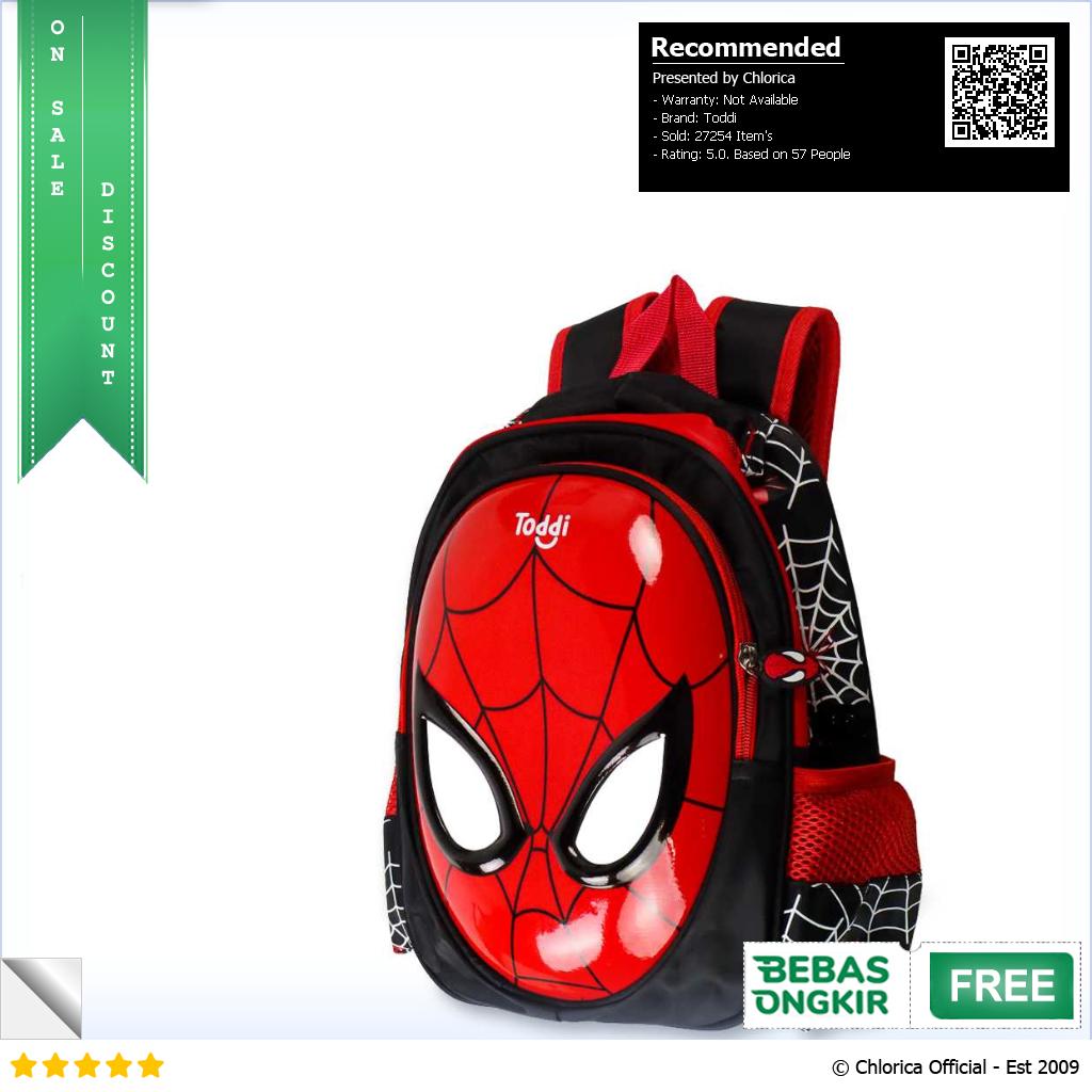 Toddi Tas Ransel Sekolah Anak Backpack Model Spiderman 1801