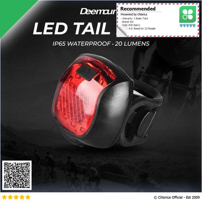 Deemount Lampu Belakang Sepeda LED Tail Light Waterproof 20 Lumens XH 213