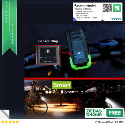 NEWBOLER Lampu Depan Sepeda Klakson Rechargeable 2000mAh 800 Lumens BK 1718