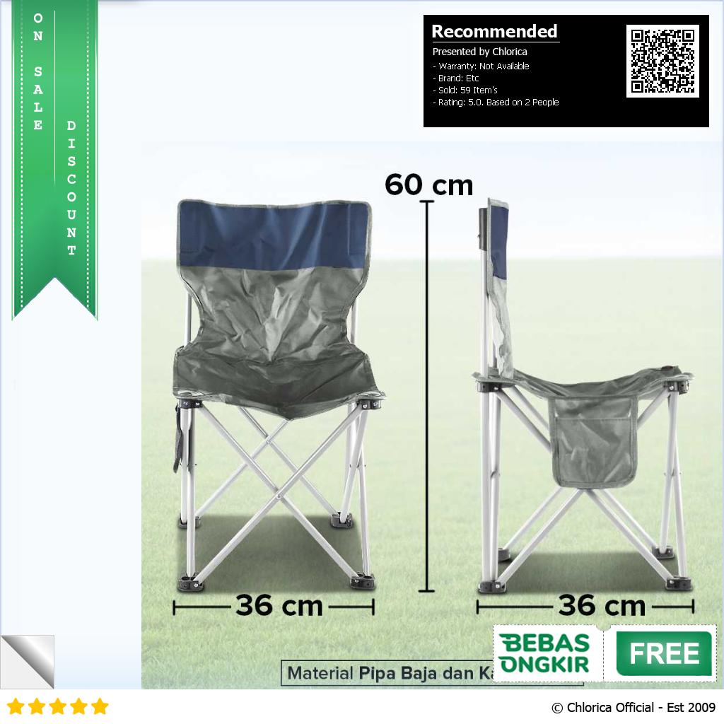 LAKIKA Kursi Lipat Outdoor Mancing Camping Foldable Chair with Pocket LK4