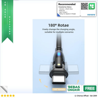 AUFU Kabel Data Type C Multifungsi Fast Charging Rotatable 5V 3A 2M KD53