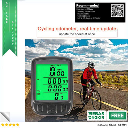 SunDING Speedometer Sepeda Backlight LCD Bike Handlebar Accessory SD 563A