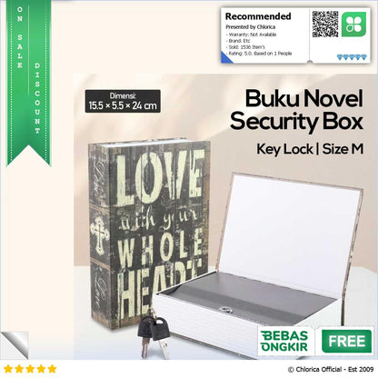 HOMESAFE Kotak Buku Novel Hidden Security Box Book Key Lock Size M KBS 802