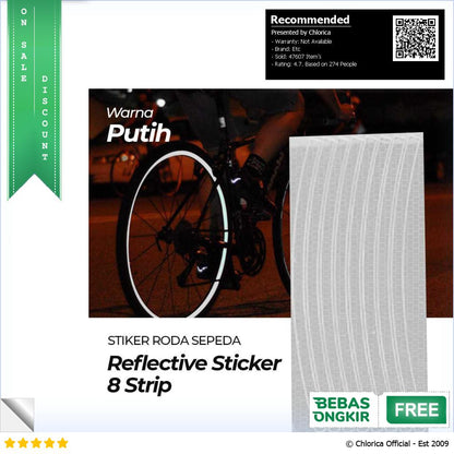 Stiker Roda Sepeda Bicycle Wheel Reflective Sticker 8 Strip A 0001