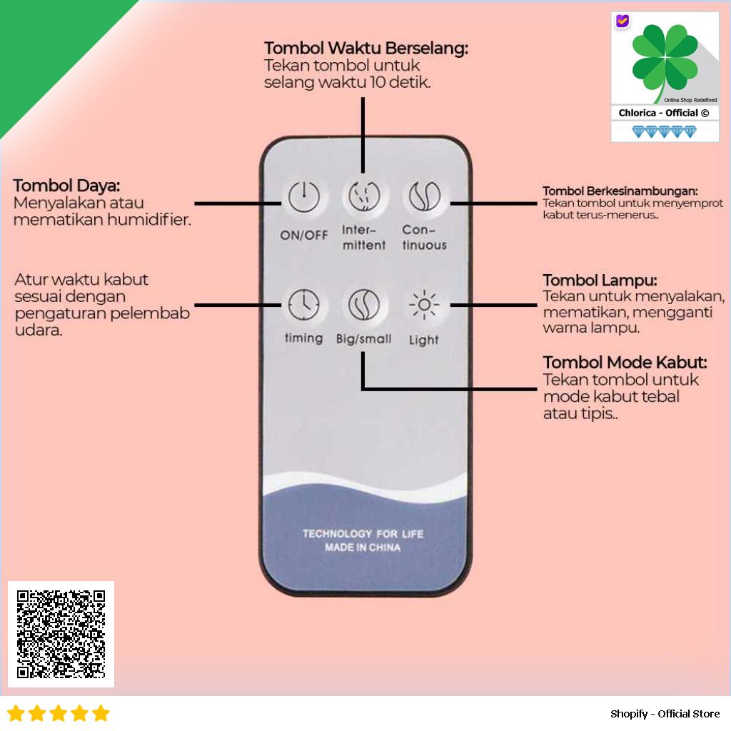 Taffware HUMI Air Humidifier Aromatherapy 7 Color 500 ml With Remote A770