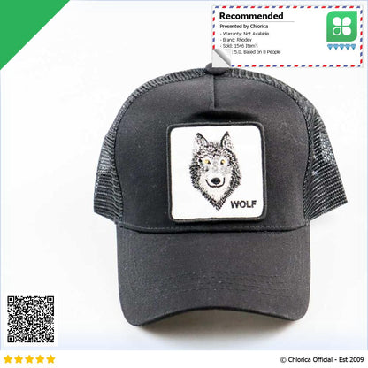 Rhodey Topi Trucker Unisex Jaring Mesh Hat Wolf Patch DH YK